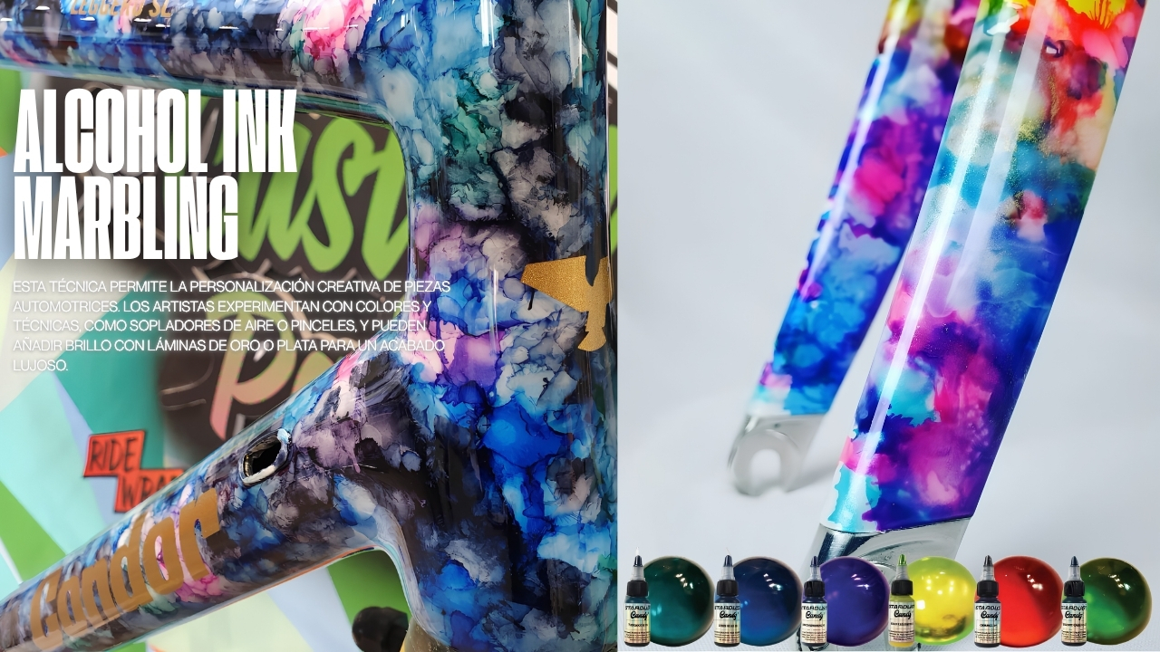 Alcohol Ink Marbling: La técnica definitiva para personalizar bicis, cascos y motos